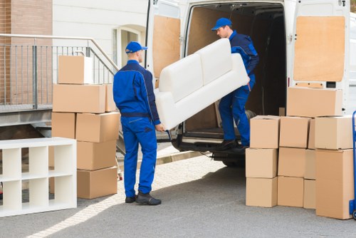 Removal van ready for a move in Westminster street