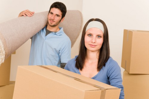 Boxes and furniture loaded for a cubic-yard based Westminster move estimate