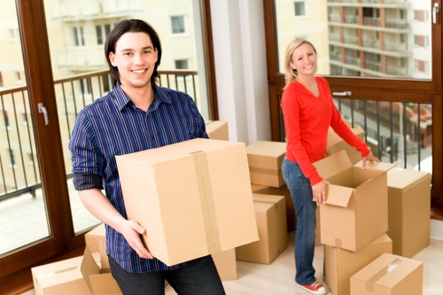 Moving truck near a townhouse with access factors affecting the quote